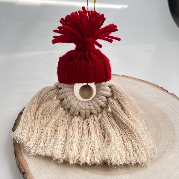 Macrame Gnome Tree Ornament - Picture 4 of 7